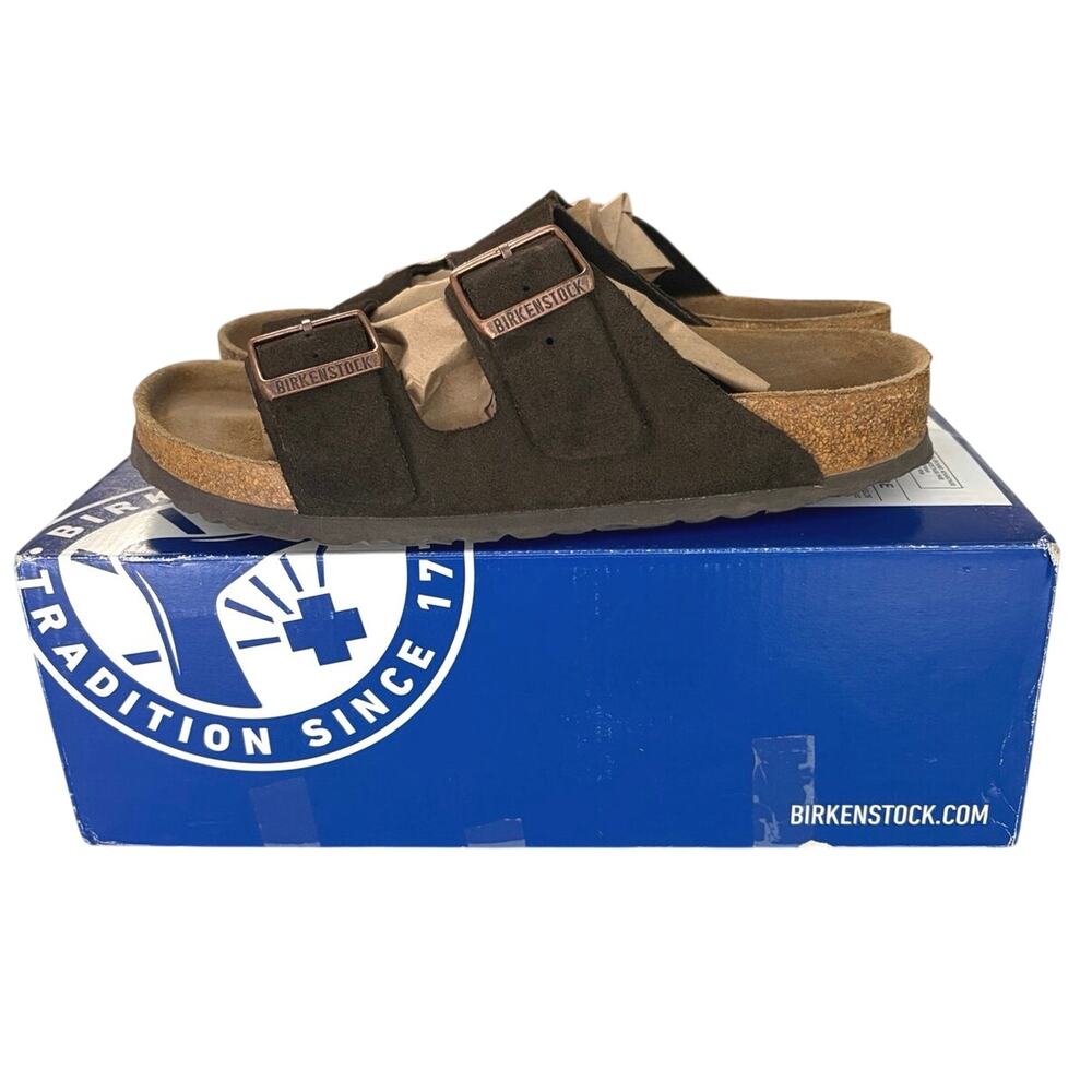 Birkenstock Arizona suede brown 2 strap sandals sz 38 excellent boho casual fall